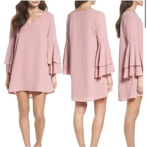Mary & Mabel women’s light pink ruffle Sleeve shift Dress large